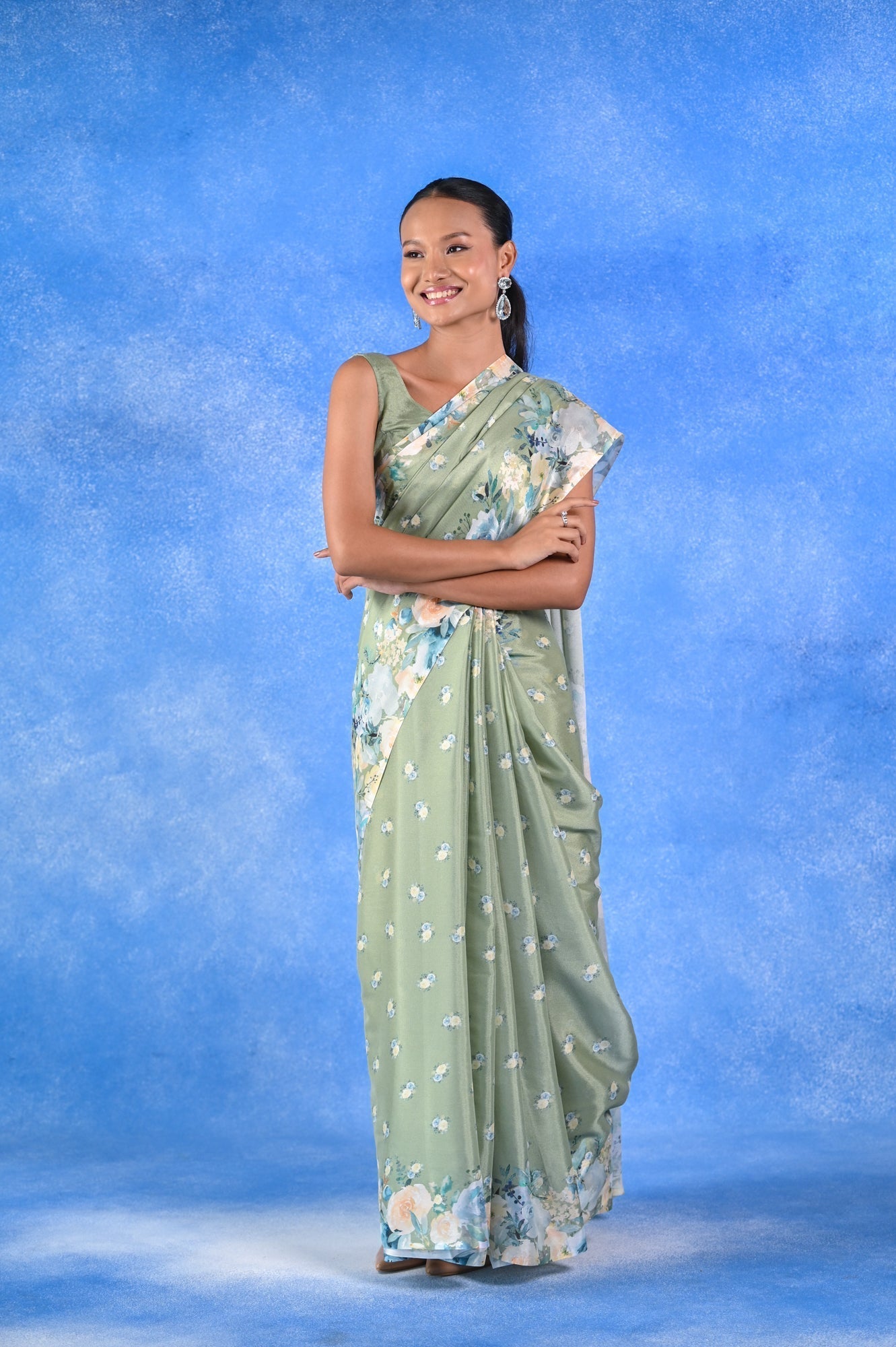 Buy-Blue Moon - Crepe Saree-Cyahi-Online