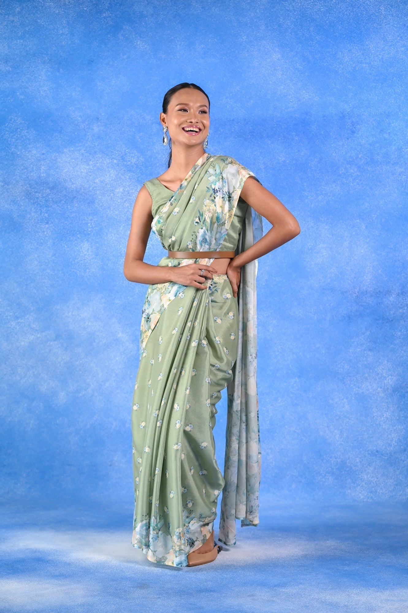 Buy-Blue Moon - Crepe Saree-Cyahi-Online