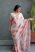 Buy-Gulmohar Dreams - Chanderi Saree-Cyahi-Online