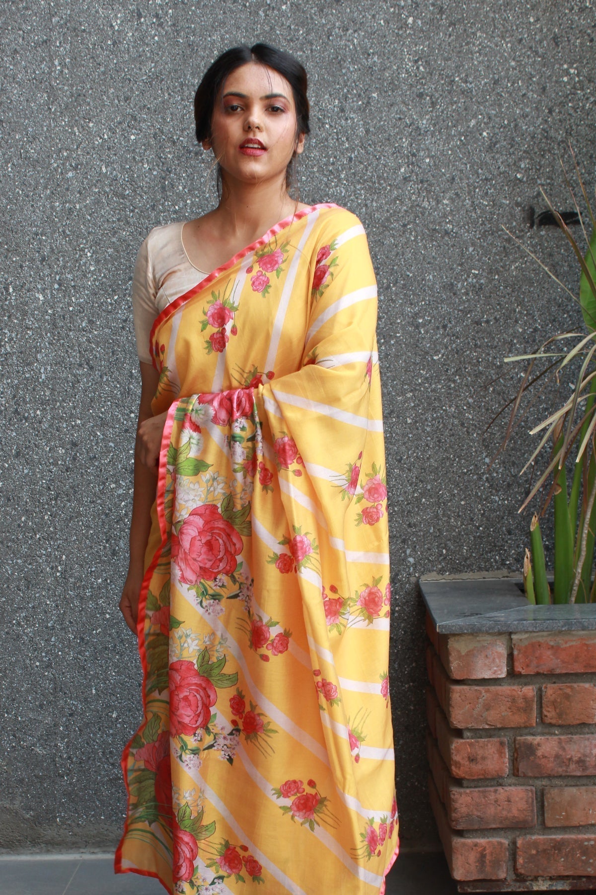 Peonies - Chanderi Saree