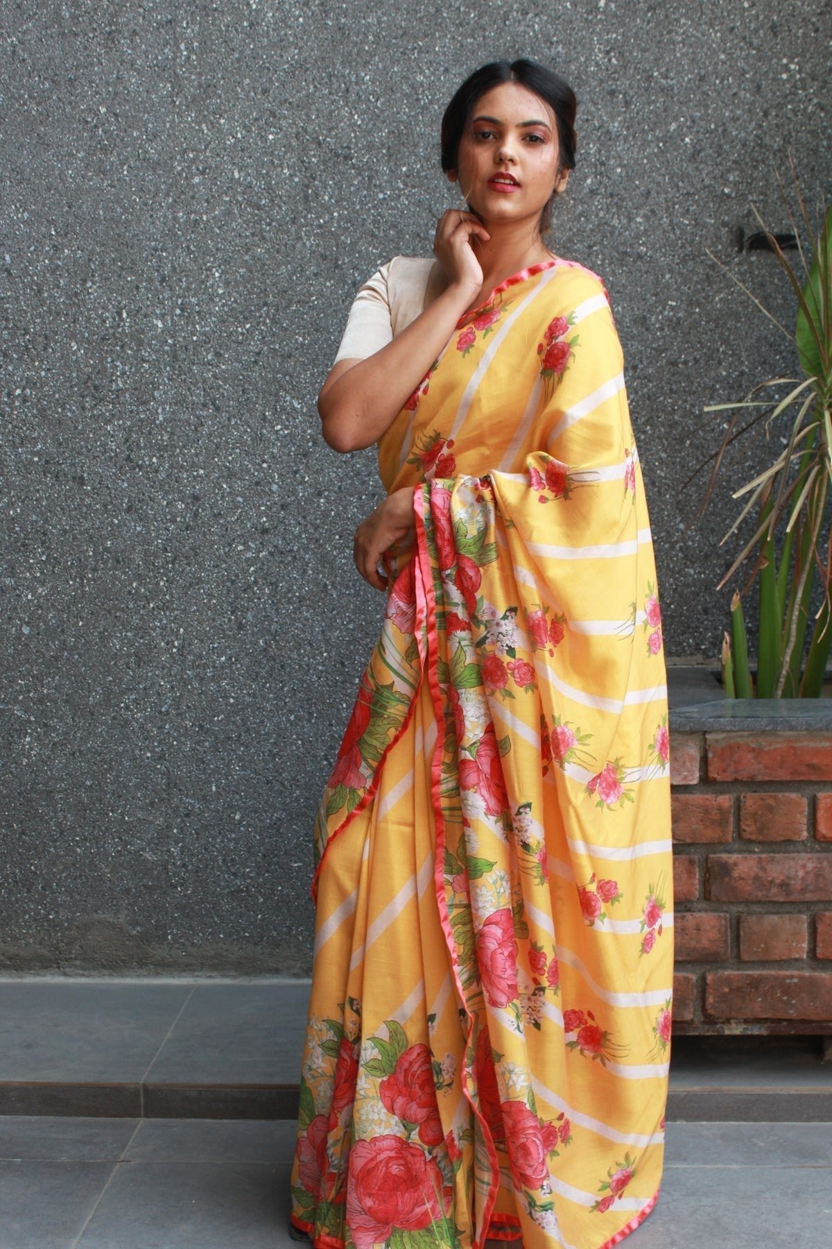 Peonies - Chanderi Saree