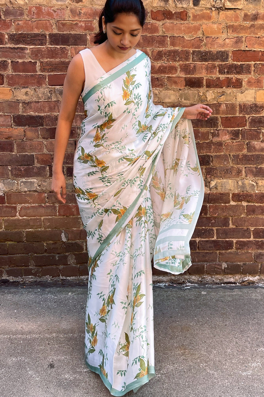 Sunshine Serenity  - Satin Saree